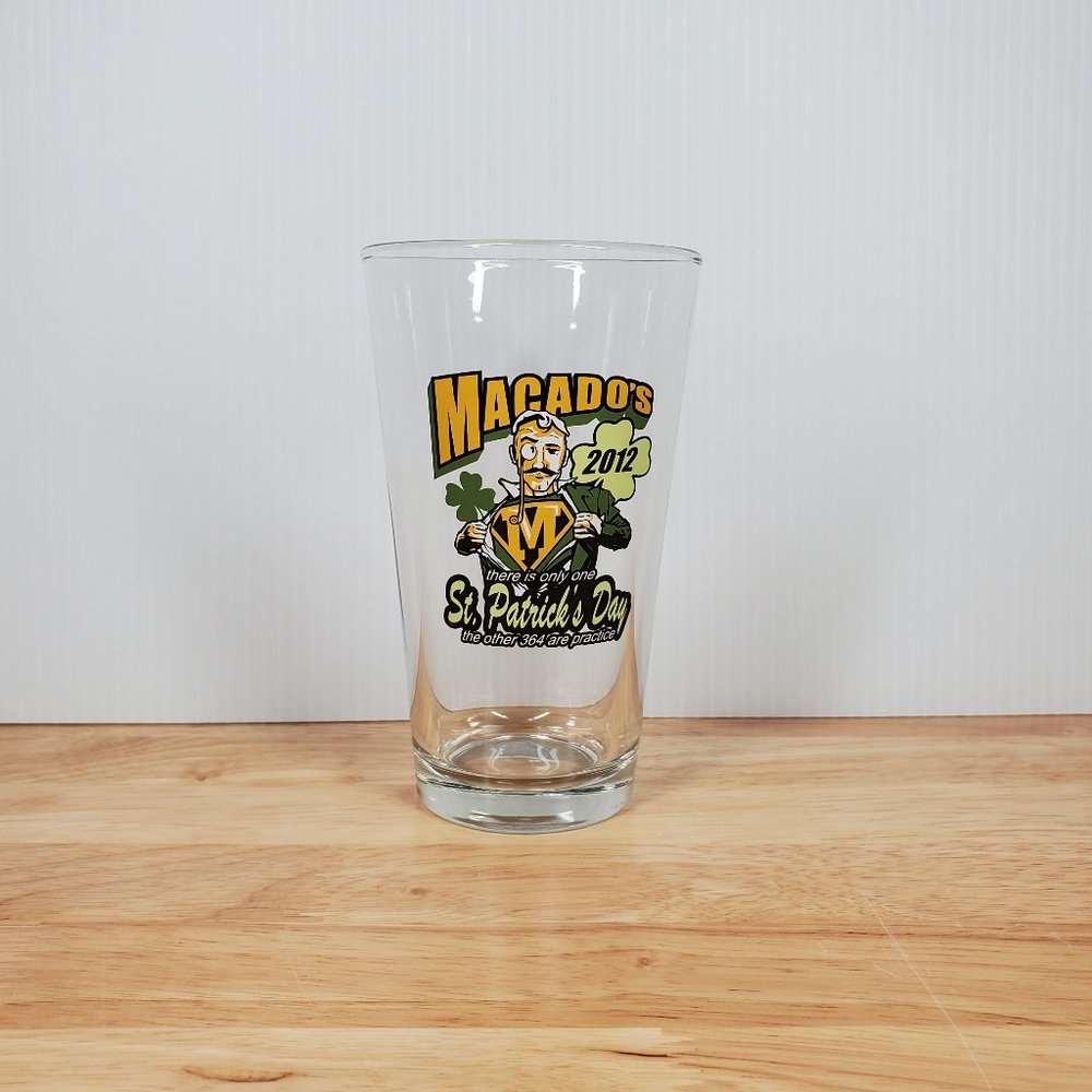 Spanky Macado’s Souvenir Beer Pint Glass 16 oz. St. Patrick Day '12 Graphic EUC